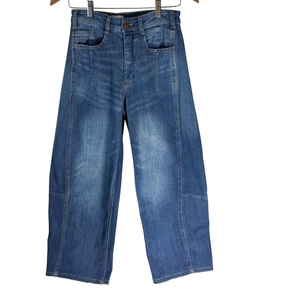 Pilcro and the Letterpress Denim - Anthropologie Pilcro The Wanderer High-Rise‎ Barrel Wide Leg Jeans Blue 26